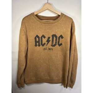 AC/DC Mens/Women's Vintage Sweatshirt Camel Tan Brown Size Medium Unisex